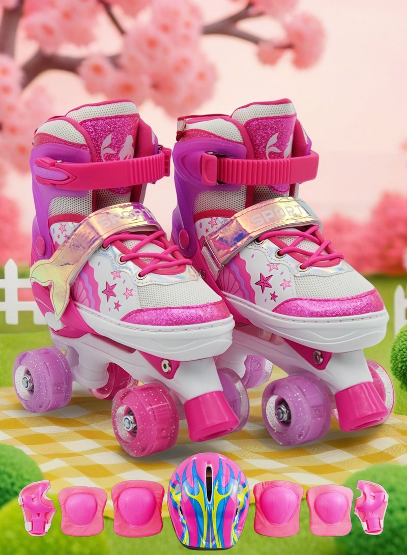 إيزي فيتشور زلاجات إيزي فيوتشر للأطفال بعجلات مضيئة، قابلة للتعديل، صفين، 4 عجلات، مناسبة للأولاد والبنات، تتضمن مجموعة كاملة من معدات الحماية، متوفرة بلونين ومقاسين للاختيار من بينهما، رقم 1303H - Image 1